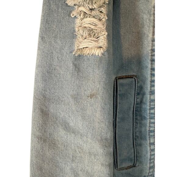 Design Lab Lord & Taylor Light Blue Patch Streetwear Denim Jean Jacket Women Med - Picture 12 of 12